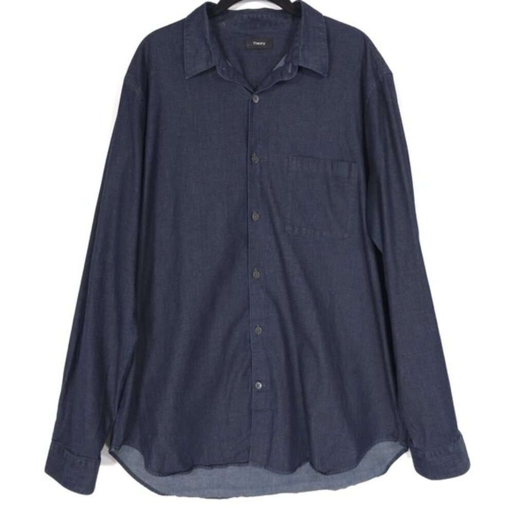 Theory Men's Shirt XXL‎ RAMMY BP TURINI Navy Long Sleeve H0874559 No Size Tag